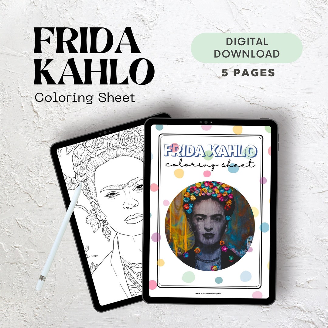 Frida Kahlo Printable Coloring Sheet PDF Digital Download Coloring Frida Kahlo Printable Coloring Sheet PDF Digital Download Coloring