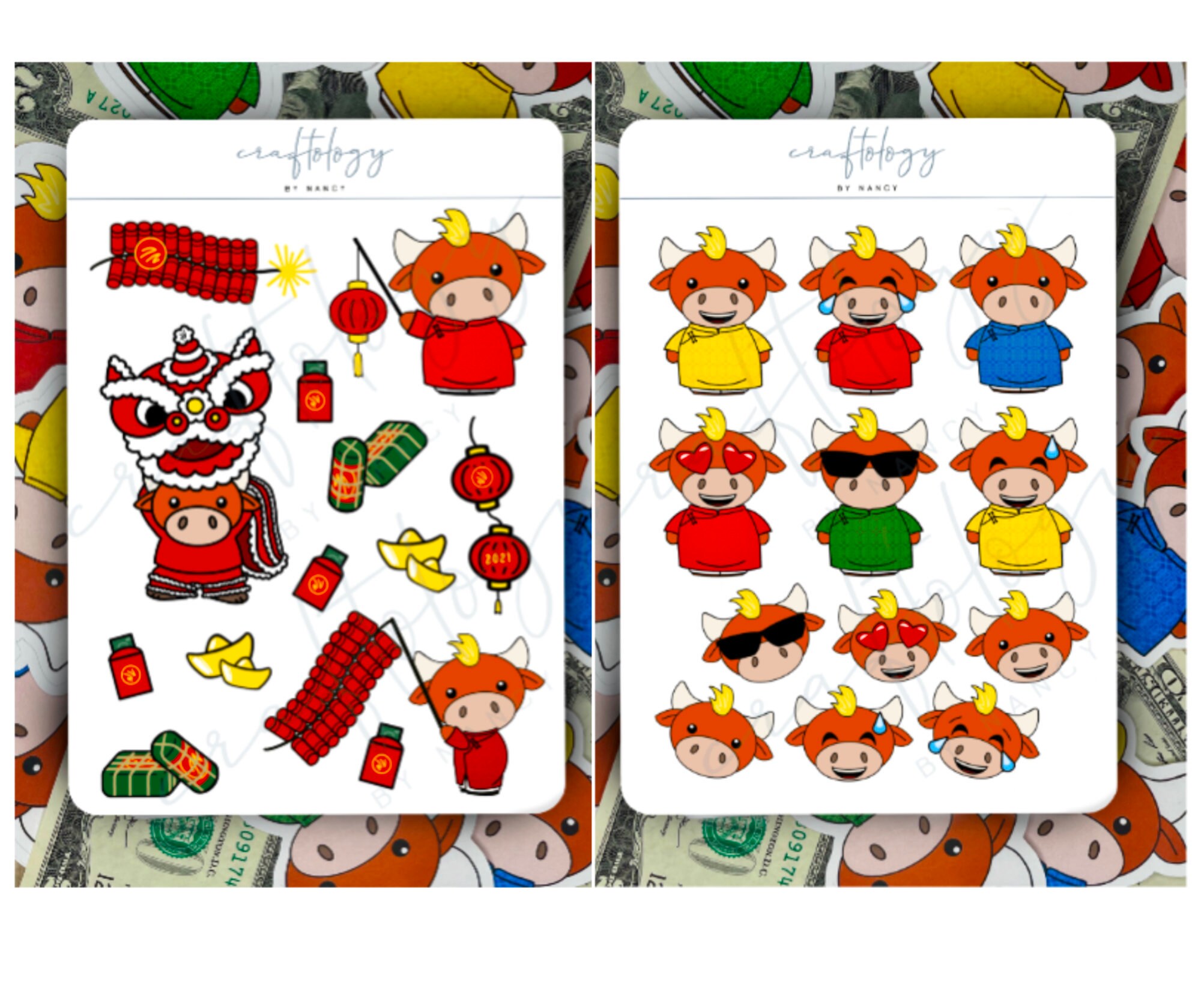 Lunar New Year Cute Stickers Year of the Ox | Etsy
