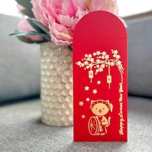 10 Lunar New Year Red Envelope Year of the Snake, 2025 CNY Red Pocket, Chinese New Year, Tet Viet, Li Xi Tet 2025 Hongbao Red Envelope, Cat