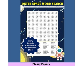 Outer Space Word Search Puzzle (Printable PDF)