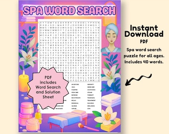 Spa Word Search Printable Puzzle (PDF)