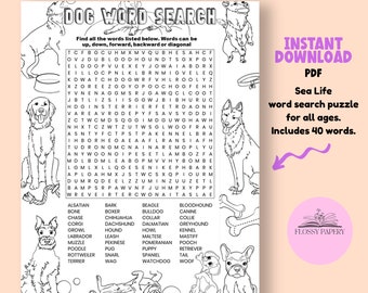 Dog Breeds Word Search PDF - Etsy