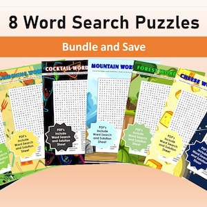 8 Word Search Printable PDF&#39;s. Large Word Search Puzzles.