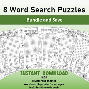 8 Word Search Printable PDF&#39;s. Large Word Search Puzzles. Word Search Bundle.