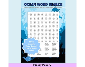 Ocean Word Search Printable Puzzle (PDF Download)