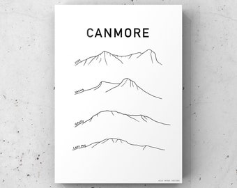Canmore 4 Peaks Mountain Scene Wall Art -Art Print -Three Sisters Mountain -Landscape Art -Three Sisters Canmore -Mountain decor -Wall Art