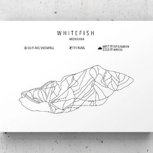 Whitefish Montana Ski Map -Digital Download -Whitefish Resort  -Ski Art -Custom Ski Poster- Gift for skiers -Maps -Ski decor -Wall Art