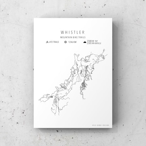 Whistler Mountain Bike Trails Karte -Digital Download -Bike Art -Custom Bike Poster- Geschenke für Biker -Landkarten -Bike Dekor -Wall Art