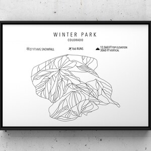 Winter Park Ski Karte -Digitaler Download -Winter Park Resort Colorado -Ski Art -Custom Ski Poster- Geschenk für Skifahrer -Landkarten -Ski Dekor -Wandkunst