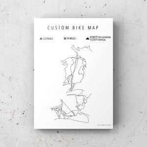 Carte de vélo de montagne personnalisée - Impression physique - Demander une impression de station - Cartes personnalisées - Art de vélo - Affiche personnalisée - Cartes - Décor de vélo - Art mural