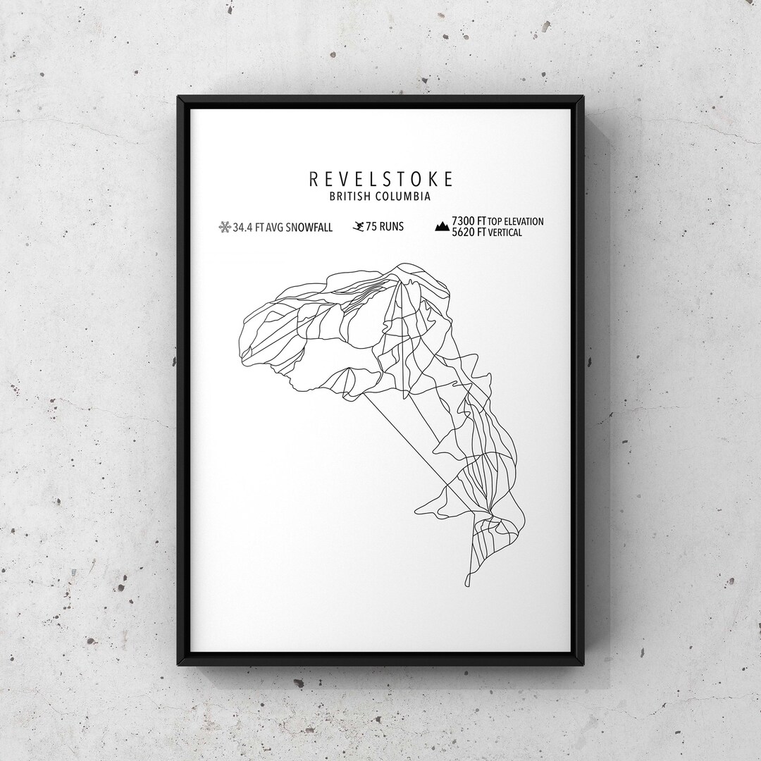 Revelstoke Ski Map- Physical Print -revelstoke British Columbia -ski Art -custom Ski Poster ...