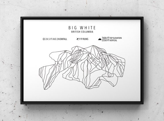 Big White Ski Resort Trail Map Big White Ski Resort Big White Ski Map Big White Trail Map | Etsy Canada