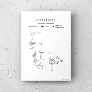 Revelstoke Mountain Bike Trails Karte-Digital Download-Bike Art-Custom Bike Poster-Geschenke für Biker-Karten-Bike Dekor-Wandkunst
