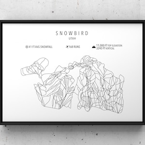 Schneevogel Ski Karte -Digitaler Download -Snowbird Resort Utah -Ski Art -Custom Ski Poster- Geschenk für Skifahrer -Landkarten -Ski Dekor -Wandkunst