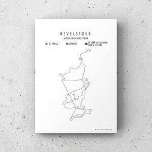 Revelstoke Mountain Bike Map -Physical Print -Bike Art -Custom Bike Poster -Cadeau pour les motards -Cartes -Décor de vélo -Wall Art -Wall Decor