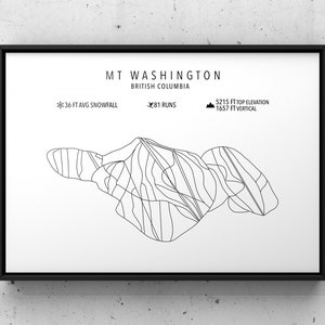 Carte de ski mt Washington- Impression physique -Mt Washington Colombie-Britannique -Art de ski -Affiche de ski personnalisée- Cadeau pour skieur- Cartes- Décor de ski -Art mural