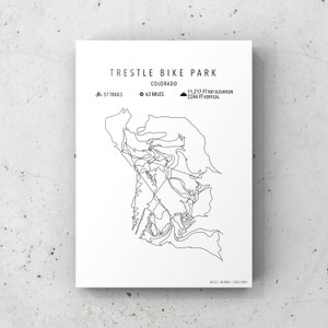 Carte de vélo de montagne Trestle - Impression physique - Art du vélo - Affiche de vélo personnalisée - Cadeau pour les motards - Cartes - Décor de vélo - Art mural - Décoration murale