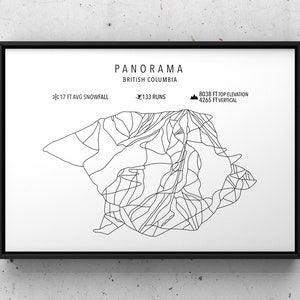Panorama Ski Map- Digital Download -Panorama British Columbia -Ski Art -Custom Ski Poster- Gift for skier- Maps- Ski décor -Wall Art
