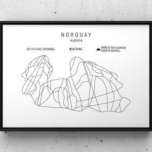 Carte de ski Norquay -Impression numérique -Mt Norquay Ski Resort Banff Alberta -Art de ski -Affiche de ski personnalisée -Cadeaux pour les skieurs -Cartes -Décor de ski -Art mural