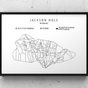 Carte de ski de Jackson Hole -Téléchargement numérique -Jackson Hole Resort Wyoming -Ski Art -Custom Ski Poster- Cadeaux pour les skieurs -Cartes -Décor de ski -Wall Art