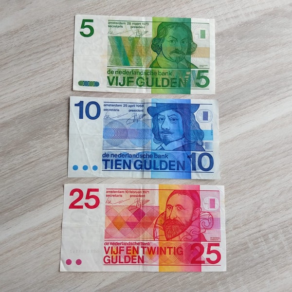 Beautiful set of vintage Dutch banknotes from the 60s & 70s, Holland/The Netherlands (NL)