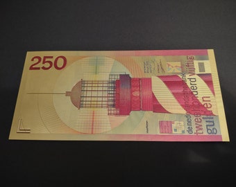 Netherlands 'golden' 250 gulden fun banknote, 1985 (not legal tender)