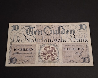 Netherlands rare post WW2 banknote 10 guilders "Lieftinck", 1945