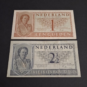 Banconote da 1 e 2,5 fiorini olandesi, Regina Giuliana 1949
