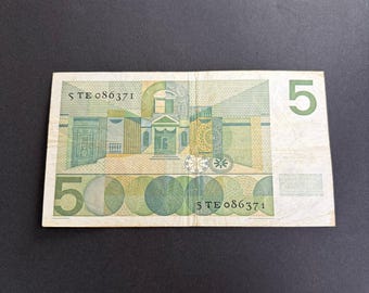 美しいヴィンテージオランダ紙幣 5 ギルダー フォンデル I、1966 年