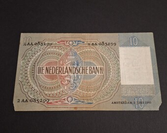 オランダ第二次世界大戦紙幣 10 ギルダー「エマ」、1940 年代 - Etsy 日本