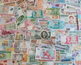 Mix of 10, 20, 50, 100 or 500 world banknotes - new uncirculated UNC, high quality