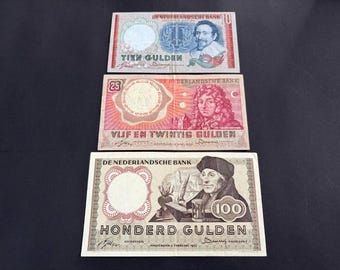 Netherlands gulden banknotes from the 1950s, just after WW2