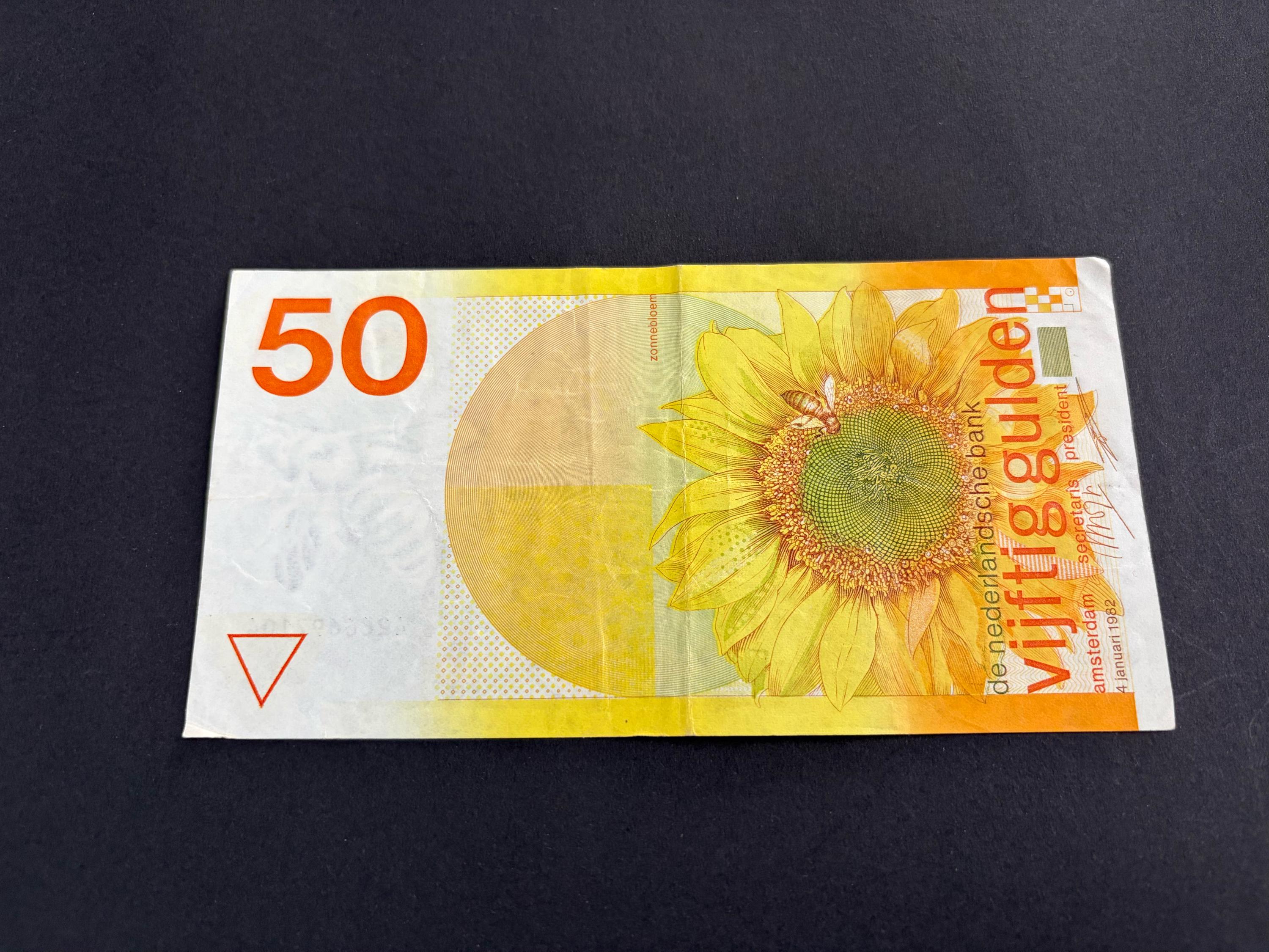 オランダ紙幣 50 ギルダー「ひまわり」、1982 年 - Etsy 日本