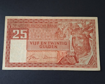 Netherlands post WW2 banknote 25 guilders "King Solomon / Solomon", 1949