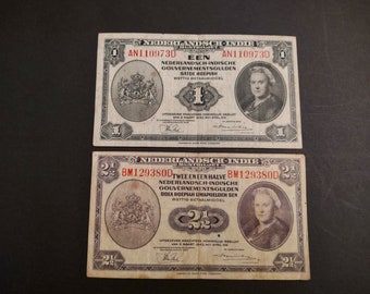 Netherlands Indies gulden banknotes from 1943, World War 2
