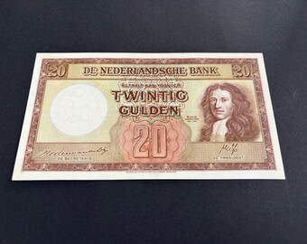 Netherlands rare post WW2 banknote 20 guilders King Willem III, 1945