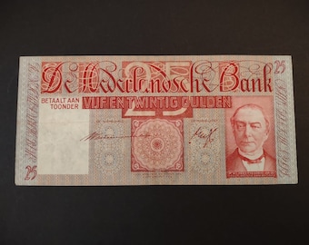Netherlands 25 gulden banknote "Mees" from 1930s -1940s, World War 2