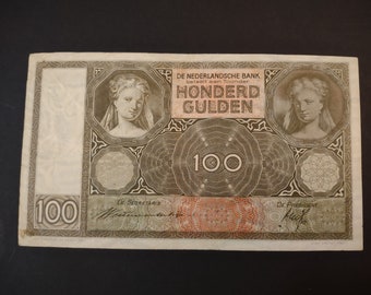Netherlands 100 gulden banknote from 1930s -1940s, World War 2