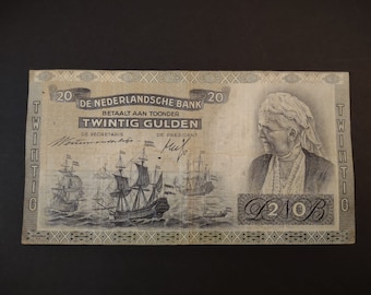 Netherlands 20 gulden banknote "Emma" from 1930s -1940s, World War 2