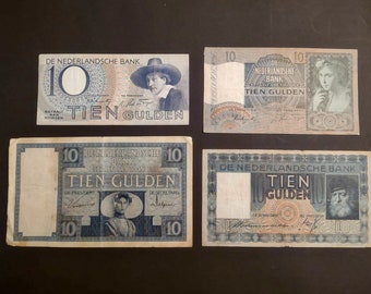 Netherlands gulden banknotes from the 1930s & 1940s, from World War 2