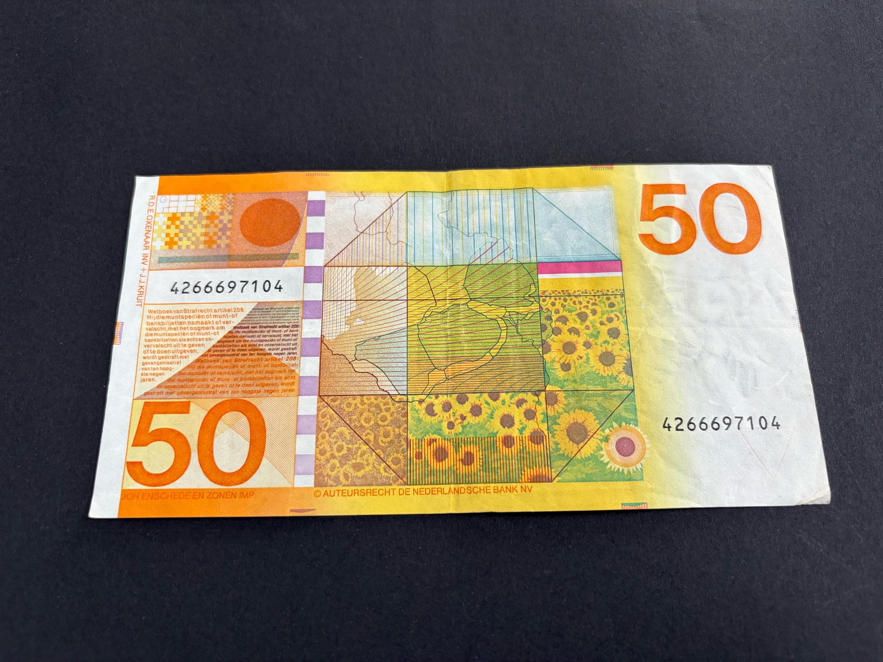 オランダ紙幣 50 ギルダー「ひまわり」、1982 年 - Etsy 日本