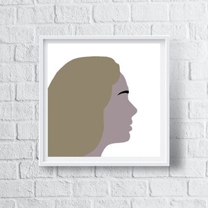 May include: A digital illustration of a person's profile, with brown hair and a light purple face. The background is white.