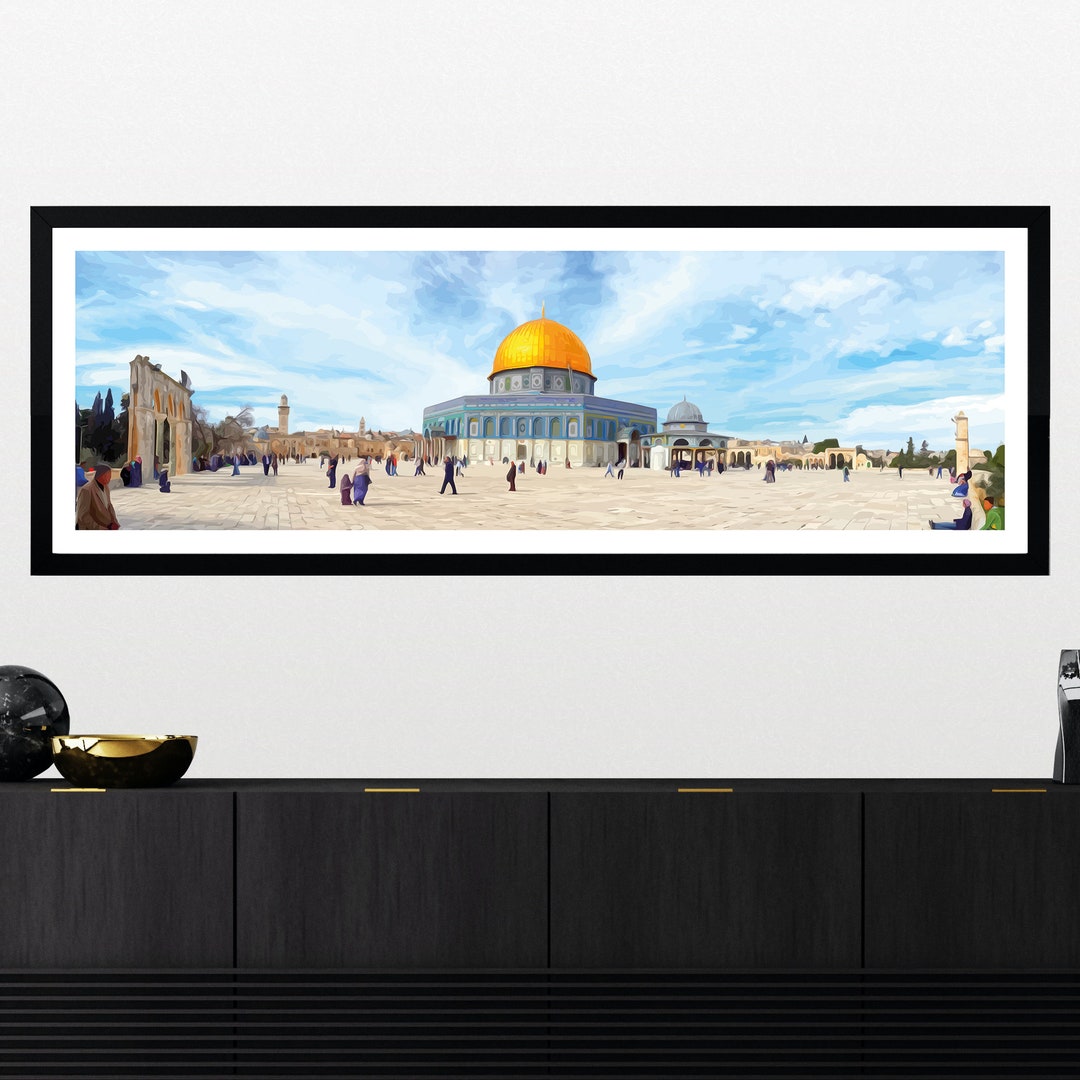 Al Aqsa Wide Poster Print, Dome of the Rock Panoramic Digital Poster ...