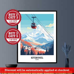 Kitzbühel Austria Poster, Austrian Alps Digital Travel Poster Print - Kitzbühel Ski Resort Printable Wall Art for Home Decor and Gift