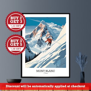 Mont Blanc Poster, Digital Travel Print, Wall Art for Home Decor and Gift
