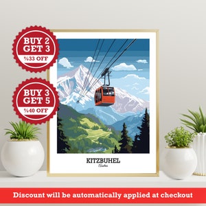 Kitzbühel Austria Poster, Austrian Alps Digital Travel Poster Print - Kitzbühel Ski Resort Printable Wall Art for Home Decor and Gift