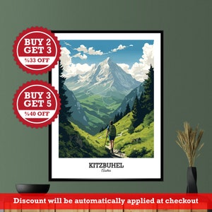 Kitzbühel Austria Poster, Austrian Alps Digital Travel Poster Print - Kitzbühel Ski Resort Printable Wall Art for Home Decor and Gift