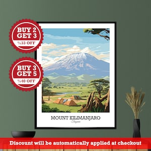 Mount Kilimanjaro Poster, Tanzania Digital Travel Print, Printable Wall Art for Home Decor and Gift