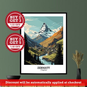 Zermatt, Matterhorn, Switzerland Digital Travel Poster - Printable Wall Art for Home Decor and Gift