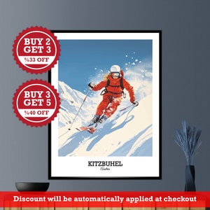 Kitzbühel Austria Poster, Austrian Alps Digital Travel Poster Print - Kitzbühel Ski Resort Printable Wall Art for Home Decor and Gift
